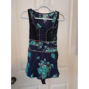 Vintage Free People Size 2 Blue Top Tie Back With Waistband.  B59